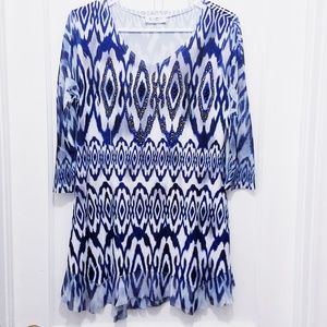 Cover Charge Blue & White Boho Tunic Sz. Small